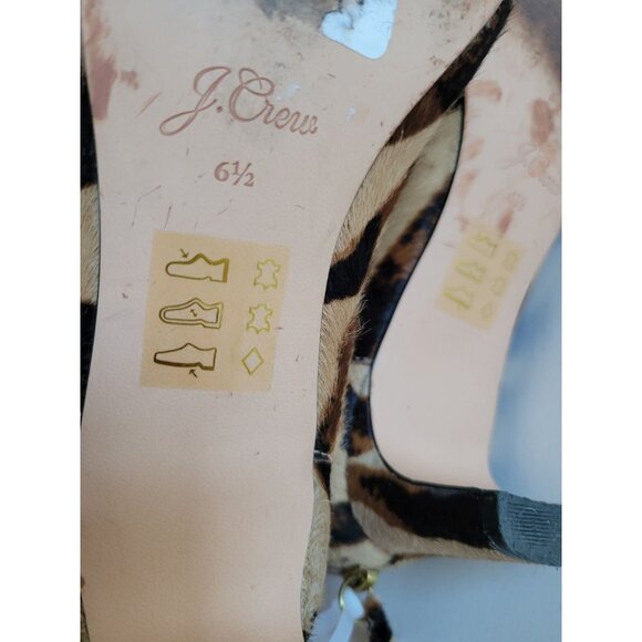 J. Crew Calf Hair Stevie Leopard print ankle boots size 6.5 Preppy kitten heel - Picture 5 of 6